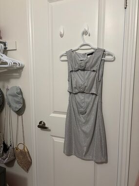 2/50$ Blue Blush Silver Glitter Rosette Cutout Mini Dress